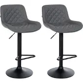 CLP Barhocker 2er Set, Barstuhl Kasson höhenverstellbar drehbar mit Rückenlehne grau Material Kunstleder