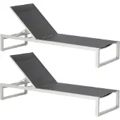 SonnenPartner Argos 2er Set Sonnenliegen Gartenliege Aluminium silber/Textilen