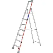Hymer Stufenstehleiter mit Plattform, einseitig begehbar, 7 Stufen, senkr. Höhe 2,18 m, Reichhöhe 3,58 m, Gewicht 7,4 kg