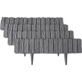 GardenPlast Rasenkante Kunstoff hellgrau, 448 cm lang, Flexible Beeteinfassung in Holz-Optik