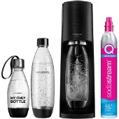 SodaStream Wassersprudler Terra Vorteilspack inkl. 3 Flaschen und Quick Connect Zylinder, Schwarz