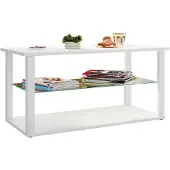 VCM Holz Beistelltisch mit ESG-Sicherheitsglas | Couchtisch schlicht | Maße ca. H. H. 45 x B. 95 x T. 45 cm | Wohnzimmertisch | Kaffeetisch - Wanilo L