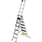 Proregal Stufen-Mehrzweckleiter 3-teilig mit nivello-Traverse und clip-step R13 3x6 Stufen