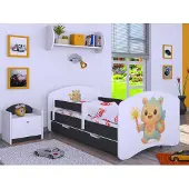 BDW , Kinderbett mit Matratze, Lattenrost, Schublade, LABU, Graphit, 160x80