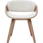 Miliboo - Design-Stuhl aus weißem Stoff mit Bouclé-Wolleffekt und hellem Holz BENT