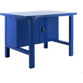 Proregal Werkbank BUFFALO METAL mit Schrank | HxBxT 83x150x73cm | Traglast 600kg | Blau