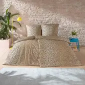 Estella Mako-Satin Bettwäsche 200x220 Lionel beige Leo Tierfellmuster 4847-200