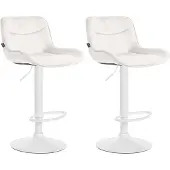 CLP 2er Set Barhocker Vonore Samt, Höhenverstellbar Und 360 Grad Drehbar creme Gestell Farbe weiß