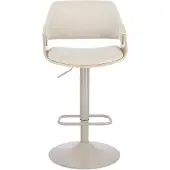 Natur24 Barhocker Ronxanne 50.5 x 90.5 x 50.5 cm Stahl Sperrholz Polyester Beige Weiß