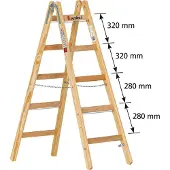Euroline Holz Sprossenstehleiter Nr. 12506 mit Eimerhaken 2x5 Sprossen