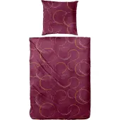 PRIMERA Mako-Satin Bettwäsche 155x220 Kreise Ringe beere rot gold 243239-022