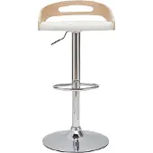 Miliboo - Design-Barhocker MANO höhenverstellbar weiß und helles Holz