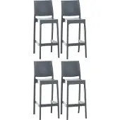 CLP 4er Set Barhocker Maya Kunststoff, Farbe:oliv