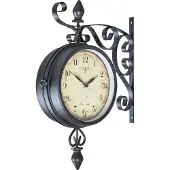 Levandeo Wanduhr H31cm Metall doppelseitige Bahnhofsuhr Retro Antik Stil Landhaus
