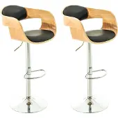 CLP 2er Set Barhocker Kingston Kunstleder drehbar mit Höhenverstellung | Farbe natur/schwarz