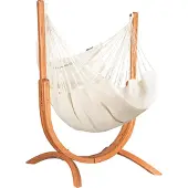 LA SIESTA Hängesessel Udine Organic Latte - aus 100 % Baumwolle mit Eucalyptus-Gestell