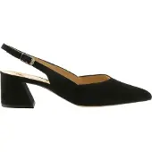 Högl Laura Sling-Pumps aus Veloursleder in Schwarz mit spitzen Leisten und Trapez-Blockabsatz