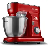 TurboTronic Küchenmaschine - KMT015 - 6,5L Rühr- & Knetmaschine, 1200W, Multifunktion, stufenlose Geschwindigkeit, Timer, Edelstahlschüssel Rot