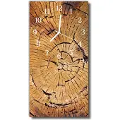 Tulup Glasuhr Wanduhr Küchenuhr Echt-Glas 30x60 Holzmaserung Braun