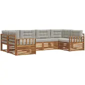 vidaXL Outdoor-Sofagarnitur mit Kissen 6 pcs Natürlich und Hellgrau