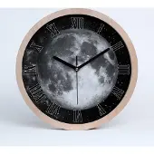 Tulup Holzuhr 30fi cm wanduhr - schwarze Spitzen - Mond