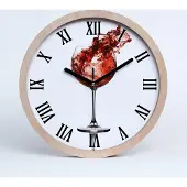 Tulup Holzuhr 20fi cm wanduhr - schwarze Spitzen - ein Glas Wein