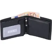 Avanco Ledergeldbörse mit Reißverschlussfach, schwarz