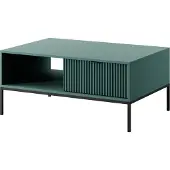 Bettso Couchtisch Kaffetisch mit Ablage und Geriffelt Schubladen Schwarzgriff NOVA Grün auf Schwarzbeinen