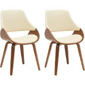 CLP 2er Set Esszimmerstuhl Vangale walnuss/creme Material Kunstleder