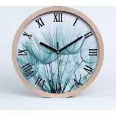 Tulup Holzuhr 30fi cm wanduhr - schwarze Spitzen - Löwenzahn Samen