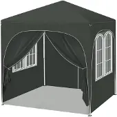 Woltu Pavillon, Faltpavillon 2x2 m, mit 4 Seitenwänden, Partyzelt höhenverstellbar, Grau