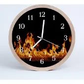 Tulup Holzuhr 20fi cm wanduhr - Feuer Natur