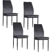 HTI 4er Set Stühle Madison aus Samt, 96x43,5x57 cm, Sitzhöhe 49 cm