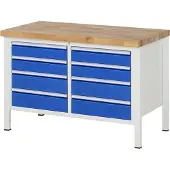 RAU Werkbank höhenverstellbar 8477A2, B1250xT700xH840-1040mm, 8x Schublade-TA