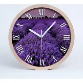 Tulup Holzuhr 25fi cm wanduhr - weiße Spitzen - Lavendelfeld