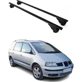Omtec Dachträger Grundtäger für Seat Alhambra mk1 1996-2010 75kg Metall Schwarz 2 tlg