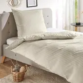 TRAUMSCHLAF Mako-Satin Bettwäsche Stripe 2x Kissenbezug 40x80 cm beige