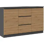 Top E Shop Topeshop 2D3S ANT/ART KPL, Anthrazit, Eiche, 3 Schublade(n), Partikelbord, Modern, 2 Tür(en), 1200 mm