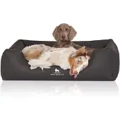 Knuffelwuff Orthopädisches Hundebett Columbia aus laser-gestepptem Kunstleder XL 105 x 75cm Schwarz