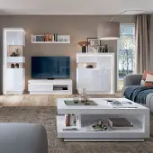 Lomadox Moderne Wohnwand mit Couchtisch in weiß Hochglanz LYNDHURST-129