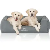 Knuffelwuff Orthopädisches Wasserabweisendes Hundebett Leon aus Velours mit Handwebcharakter XL 105 x 75cm Petrol