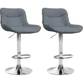 CLP 2er Set Barhocker Vonore Kunstleder chrom grau