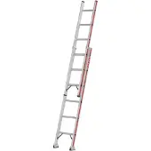 Hymer Schiebeleiter, zweiteilig, 2x16 Sprossen, Länge 4,74 / 8,38 m, Reichhöhe 8,92 m, Gewicht 22,8 kg