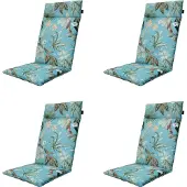 Madison - Gartenstuhlauflage Hochlehner Grasse aqua - Ca. 120x50 cm - 4er-Set