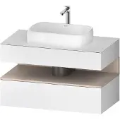 Duravit Qatego Konsolenwaschtischunterbau, 1 Auszug, 1 Schubkasten, Ausschnitt mittig, 1000x550x600mm, Nische Taupe Matt, QA4731091180010