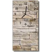 Tulup Glasuhr Wanduhr Küchenuhr Echt-Glas 30x60 Steinmauer Beige