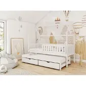 Fun-Möbel Hausbett Kinderbett MARCY 200x90cm Kiefer Massiv Weiß inkl. Zusatzbett