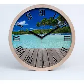 Tulup Holzuhr 20fi cm wanduhr - schwarze Spitzen - tropischer Strand