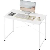 Woltu Schreibtisch, mit Metallgestell, aus Holzwerkstoff, 140x60x75 cm, Weiß