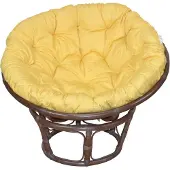 Heinz Hofmann Papasansessel - Rattansessel ø 100 cm braun gebeizt, mit Auflage pastellgelb